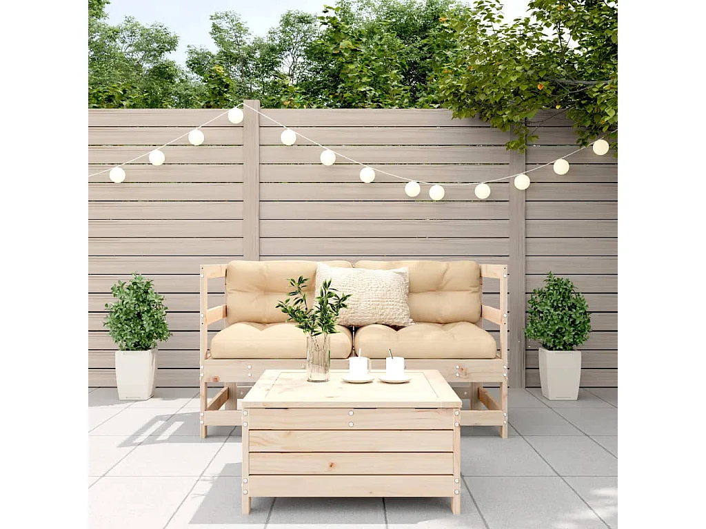 3-delige Loungeset massief grenenhout