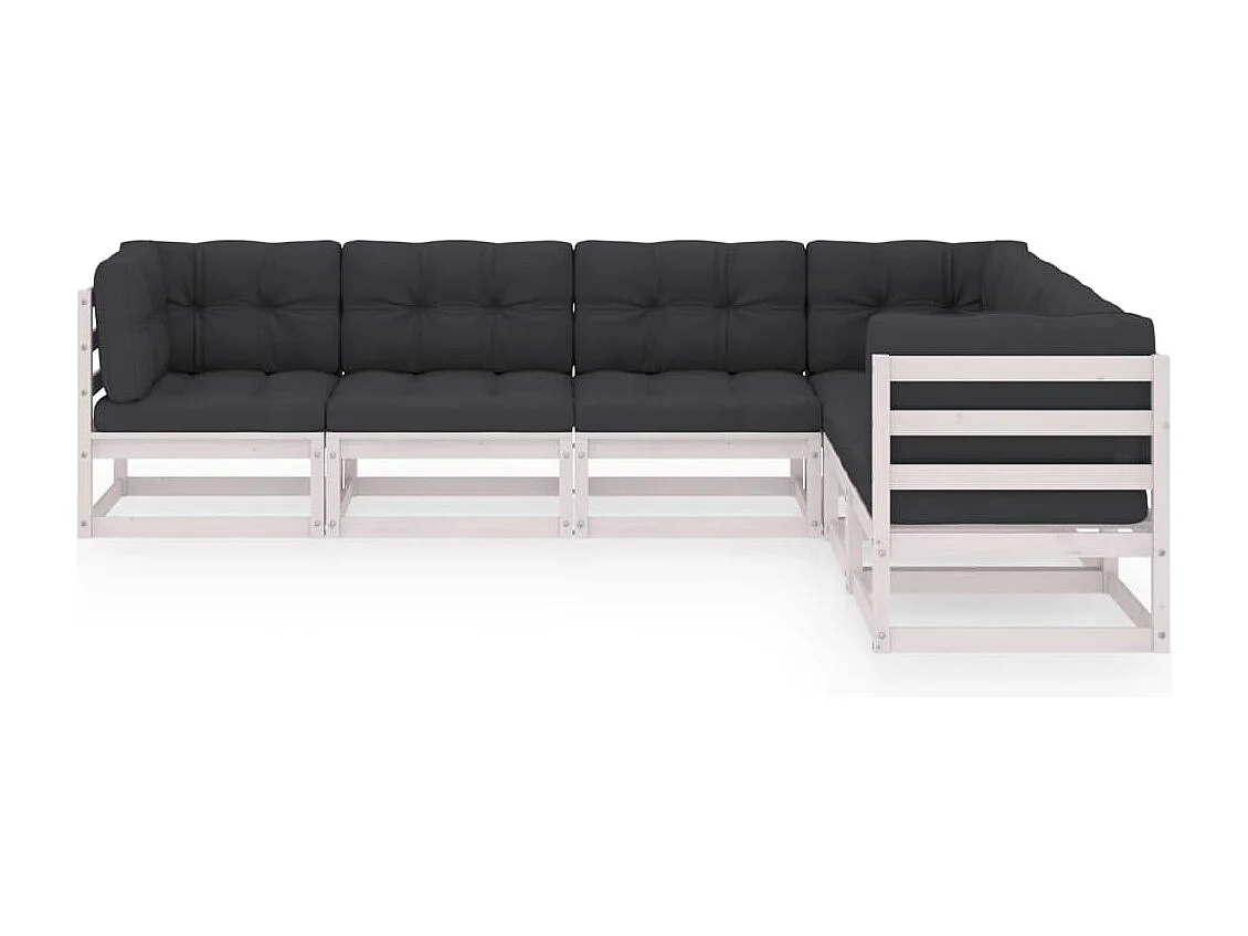 6 peças conjunto lounge de jardim com almofadões pinho maciço