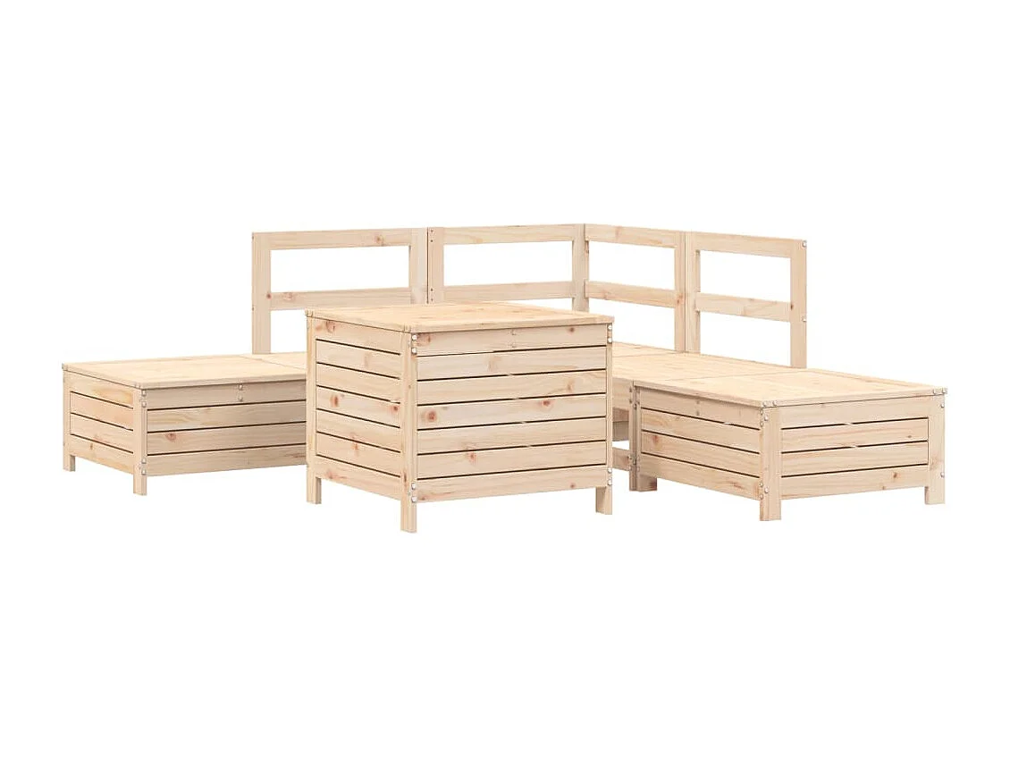 Salon de jardin 6 pièces bois de pin massif