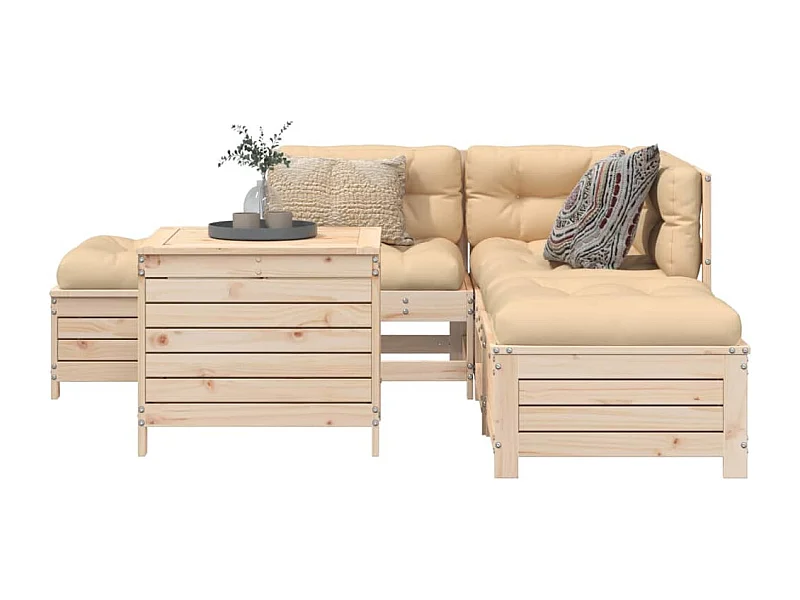 Salon de jardin 6 pièces bois de pin massif