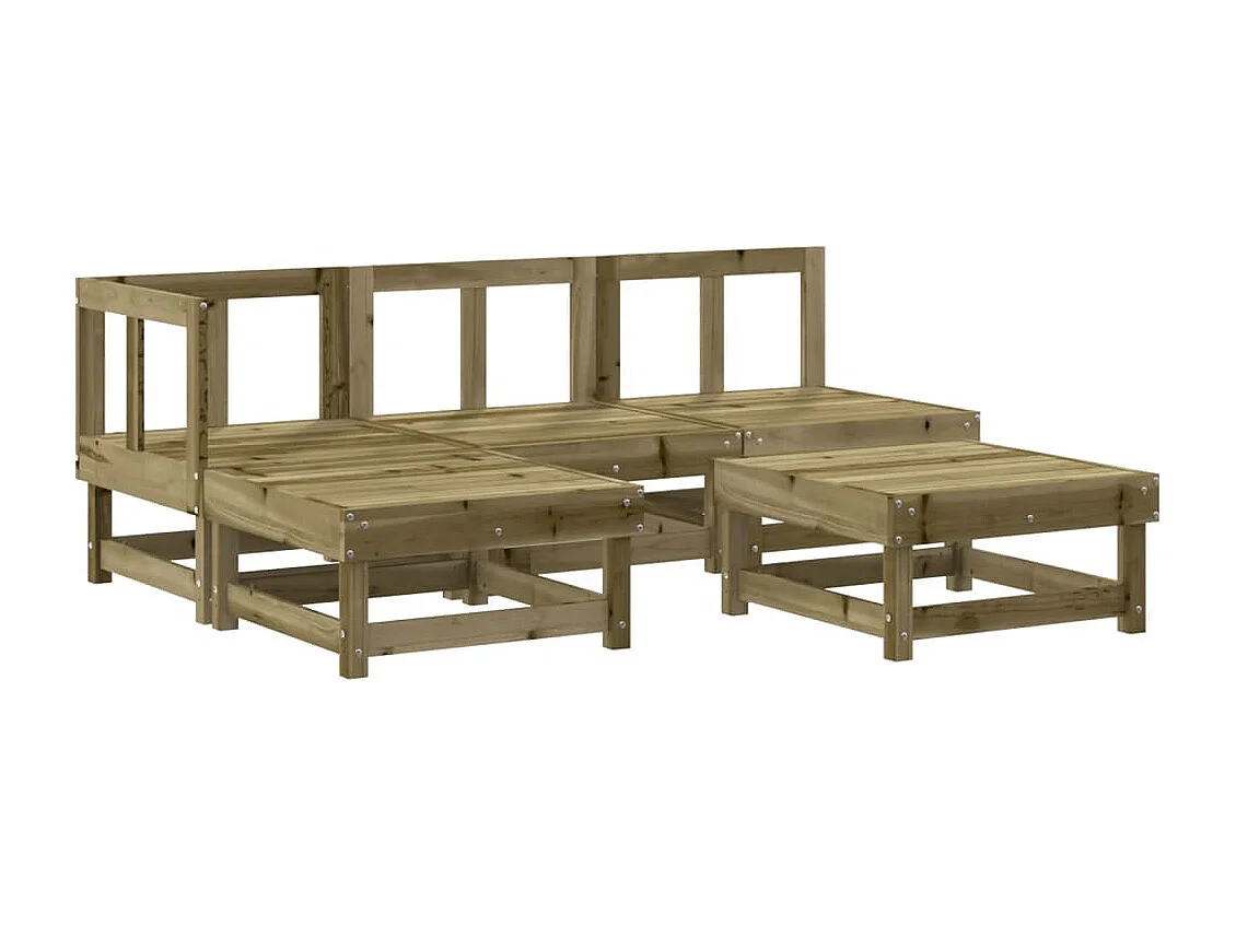 5 peças conjunto lounge de jardim madeira de pinho impregnada