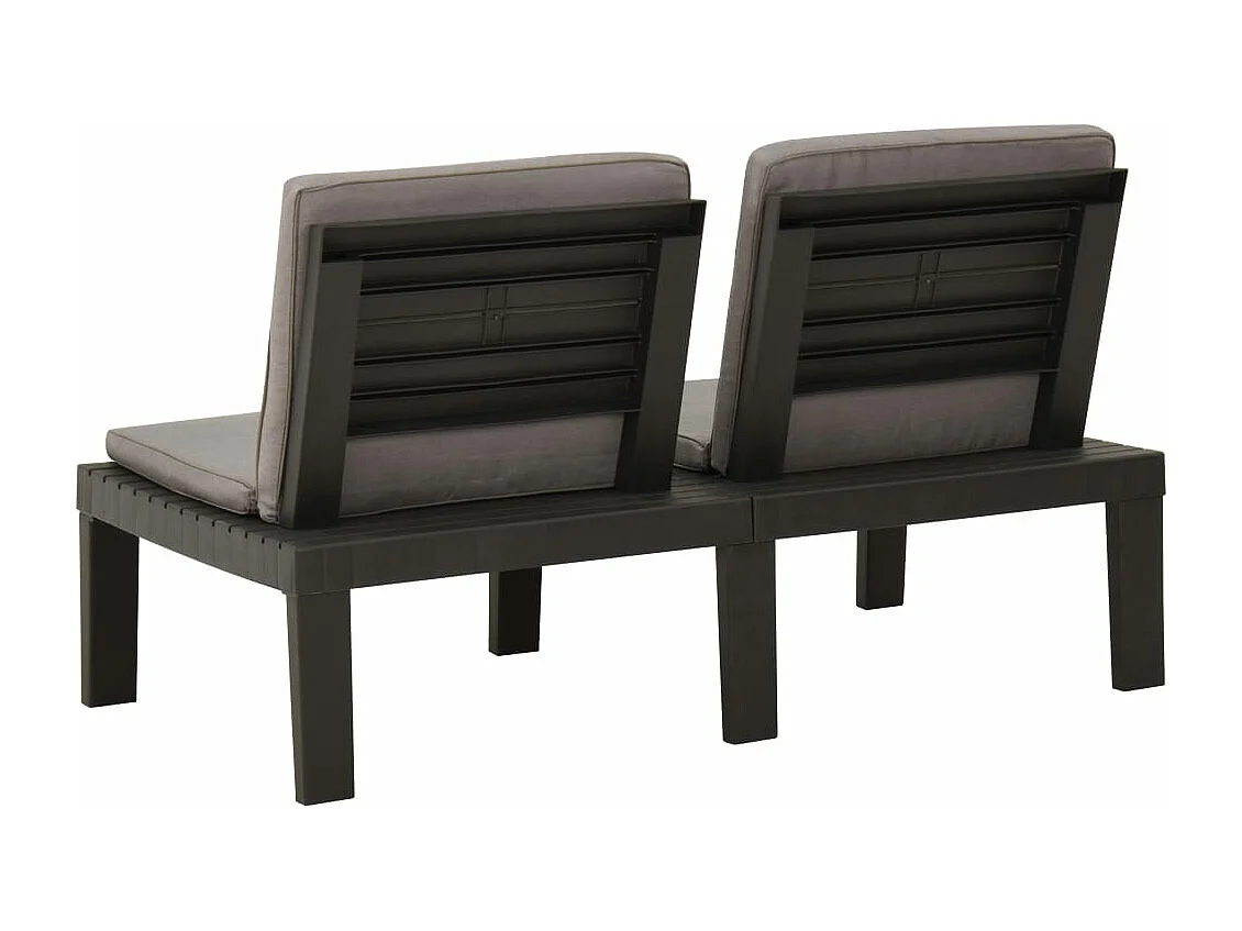 Salon de jardin 6 pièces avec coussins Plastique Gris