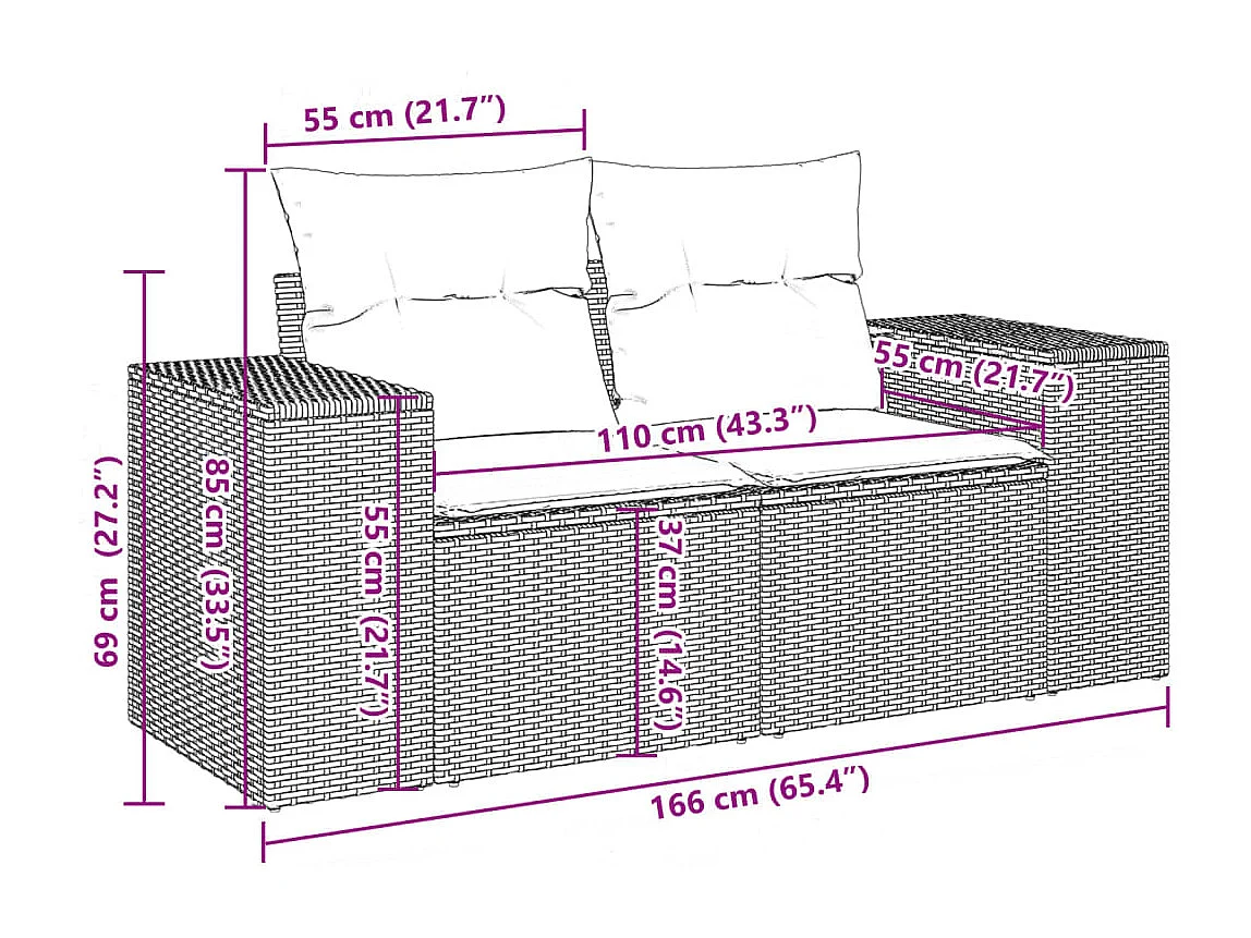 Salon de jardin 11 pièces avec coussins beige résine tressée