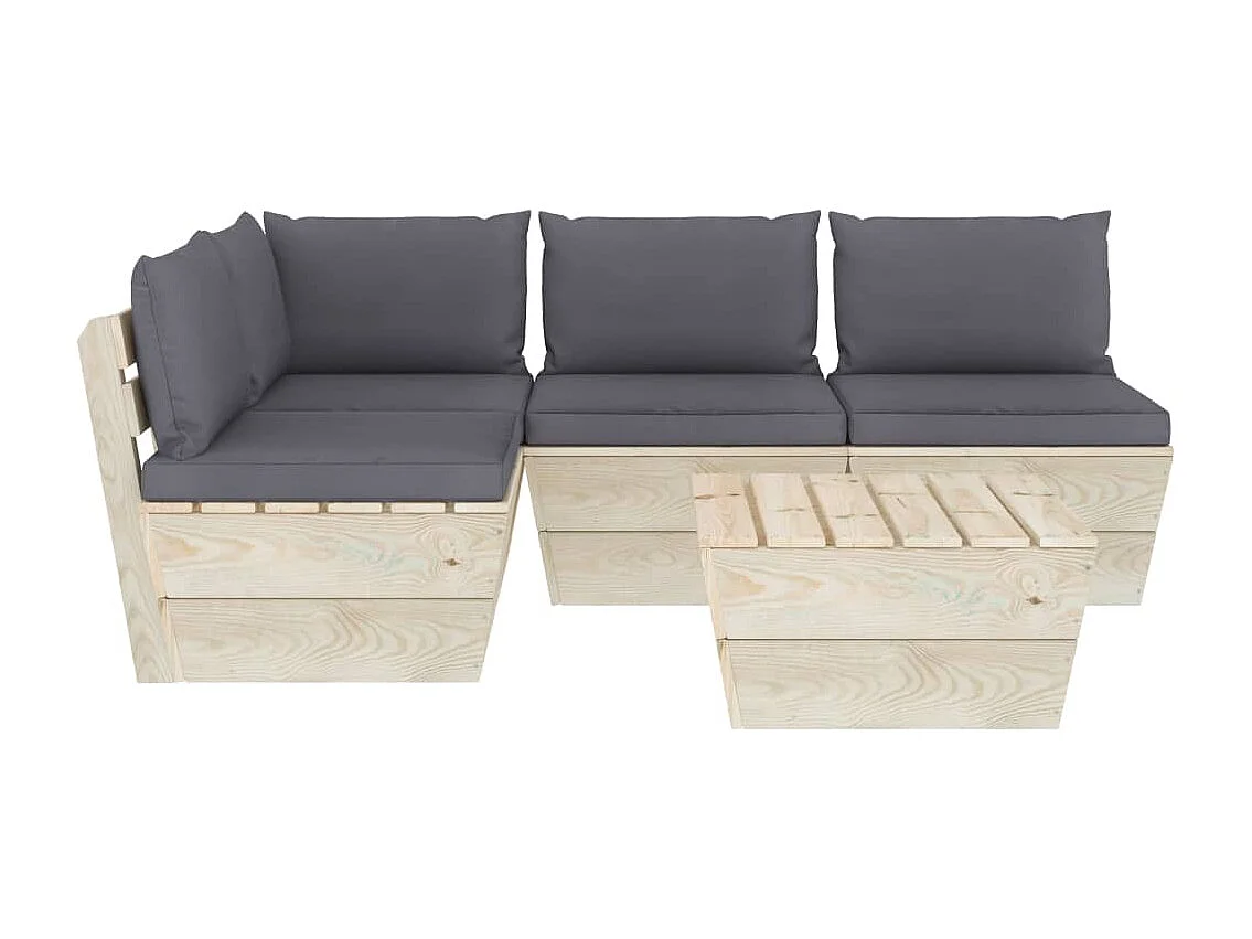 5 peças conjunto lounge de paletes + almofadões madeira de abeto