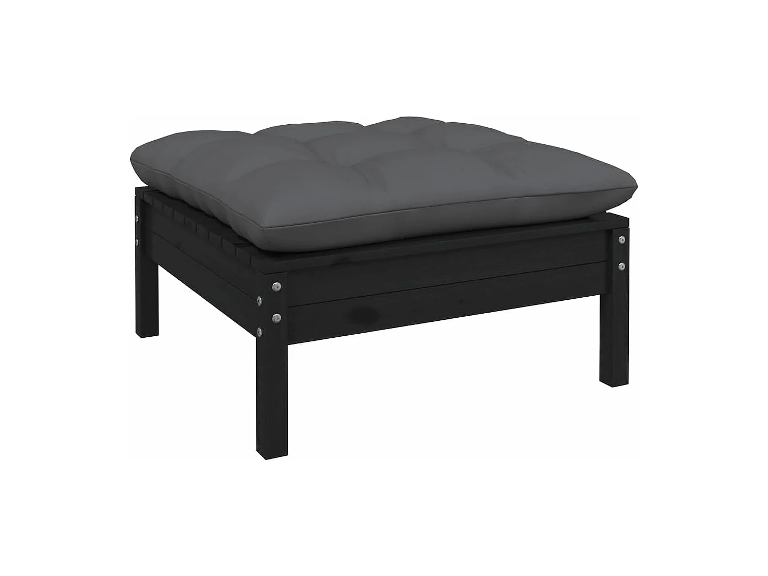 Salon de jardin 13 pièces avec coussins Noir Bois de pin