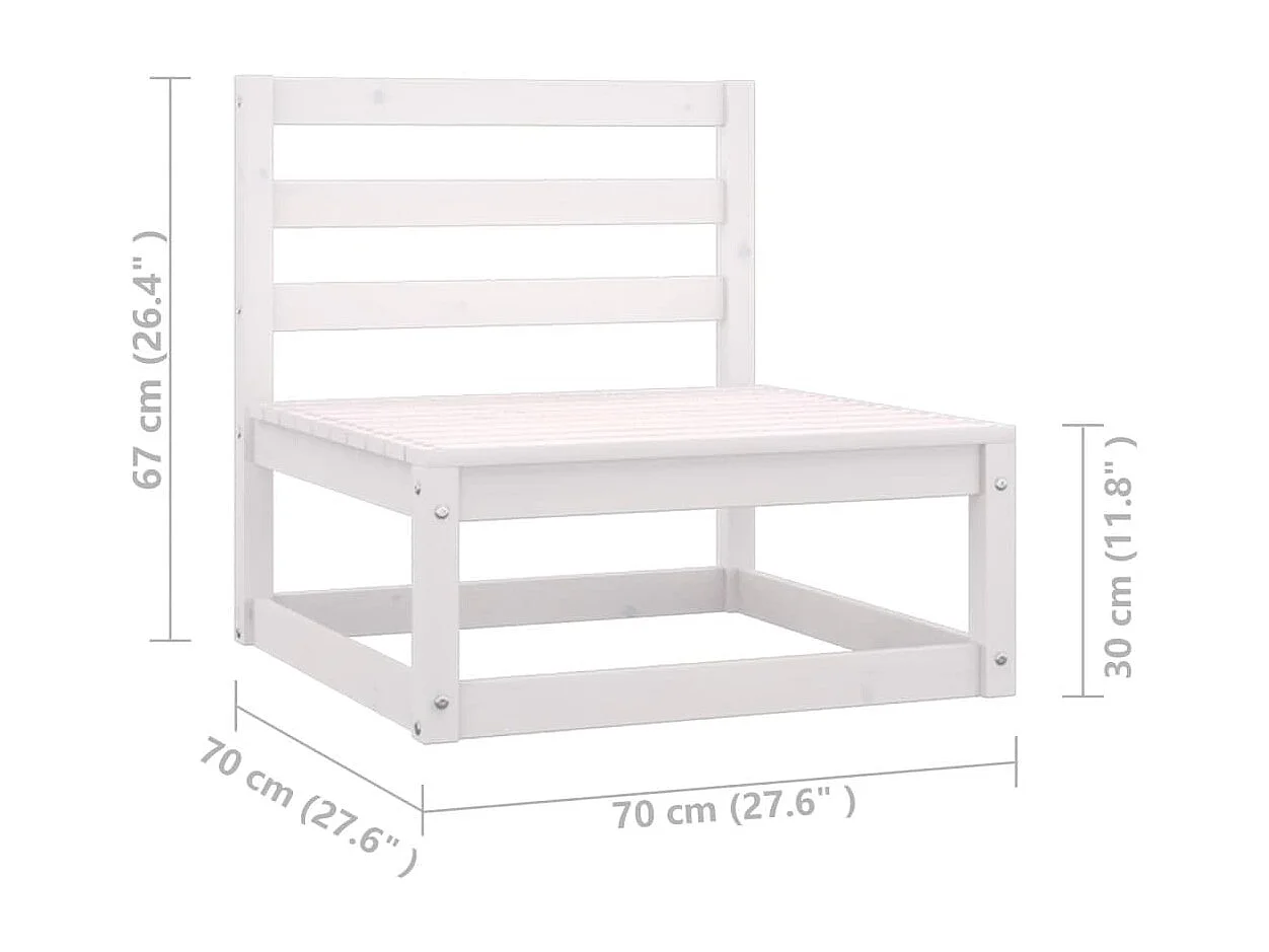 Set de muebles de jardín 11 piezas con cojines madera pino blanco