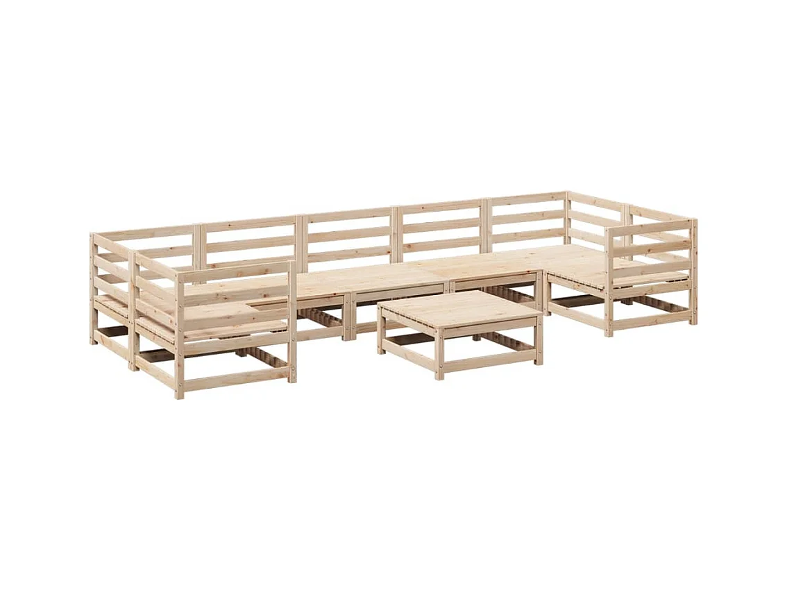 8 peças conjunto sofás de jardim pinho maciço