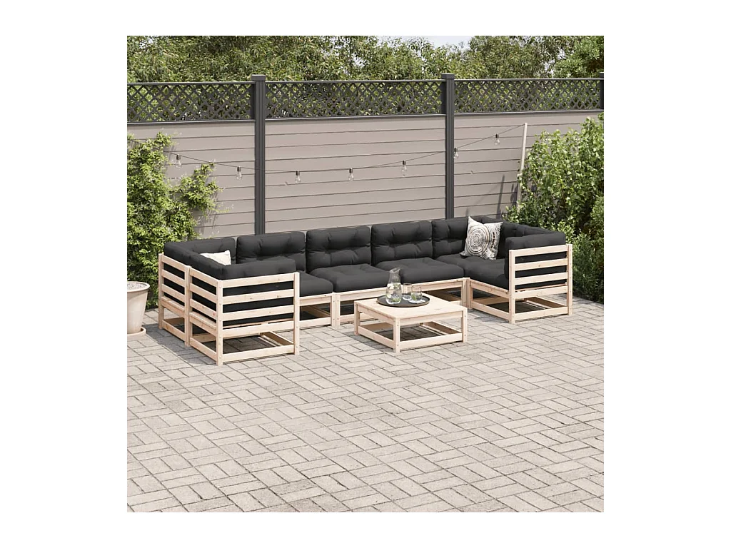 8 peças conjunto sofás de jardim pinho maciço