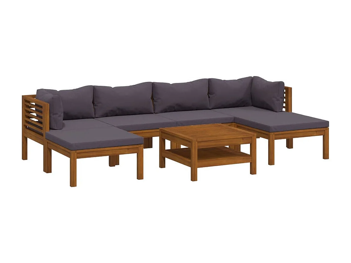 Salon de jardin 7 pièces avec coussin Bois d'acacia solide