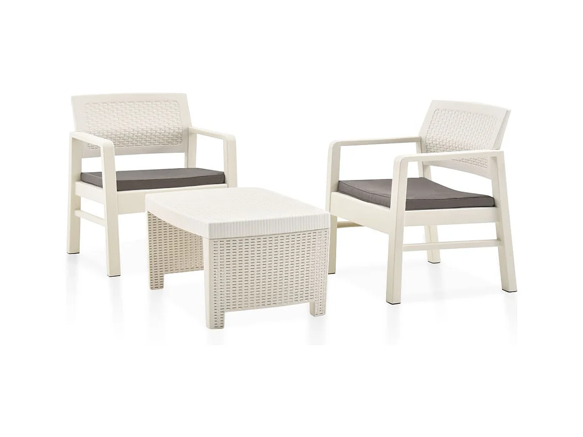 Salon de jardin 3 pièces Plastique Blanc