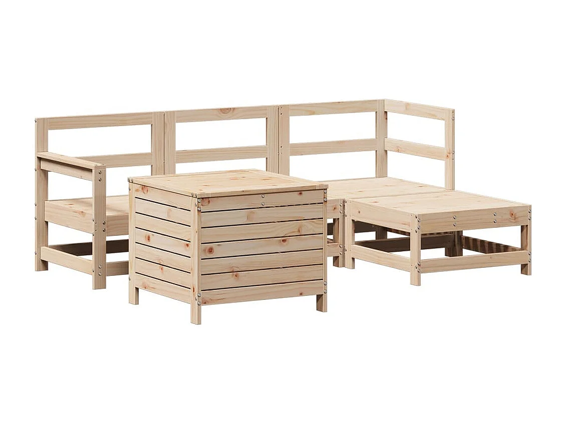 Juego de sofás de jardín 5 piezas madera maciza de pino