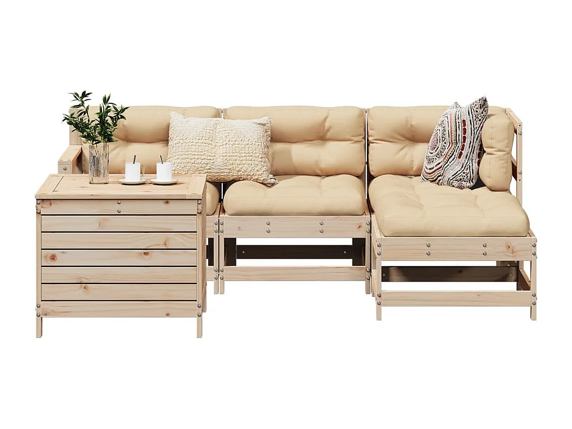 Salon de jardin 5 pièces bois de pin massif