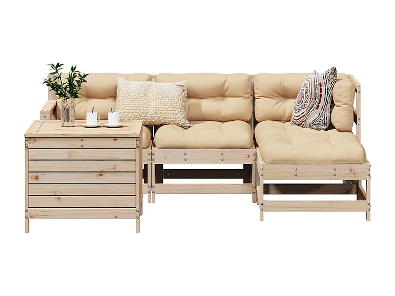 Salon de jardin 5 pièces bois de pin massif