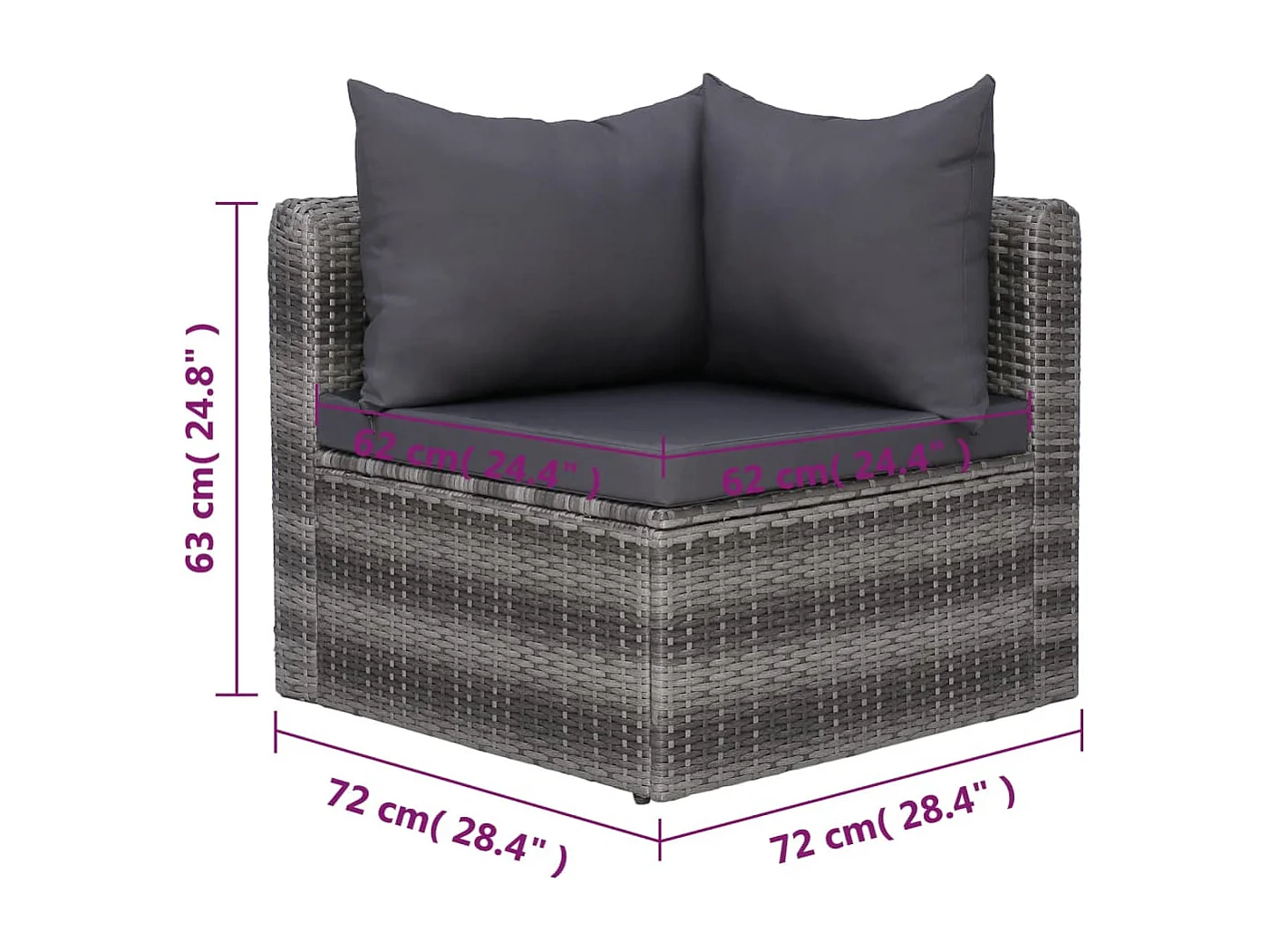 Salon de jardin 8 pièces avec coussins Résine tressée Gris