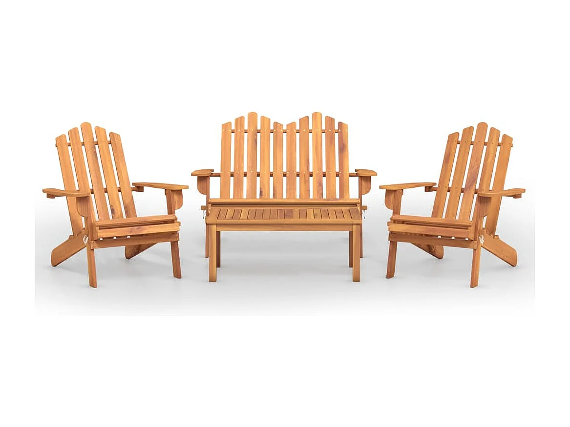 4 peças conjunto lounge de jardim Adirondack acácia maciça