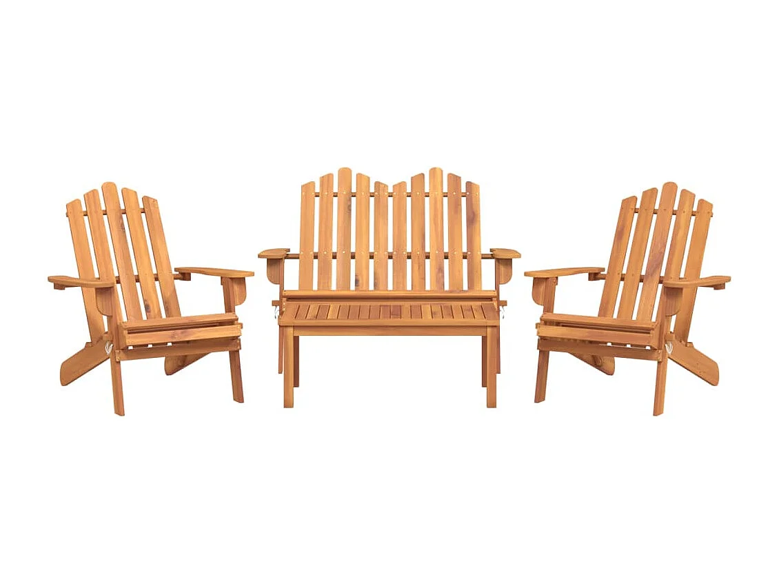 4 peças conjunto lounge de jardim Adirondack acácia maciça