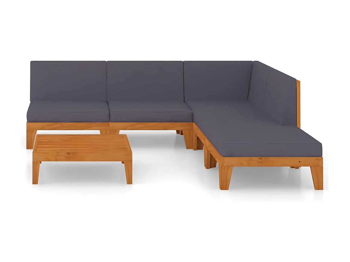6 peças conjunto lounge de jardim c/ almofadões acácia maciça
