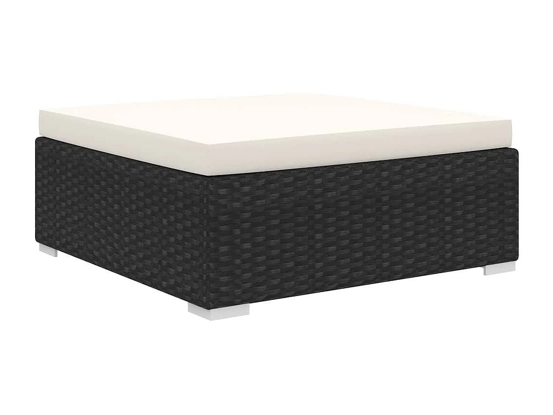 Set de muebles de jardín 9 piezas y cojines ratán sintético negro