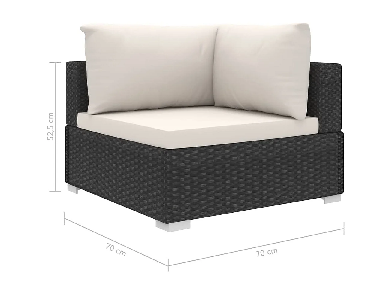 Set de muebles de jardín 9 piezas y cojines ratán sintético negro