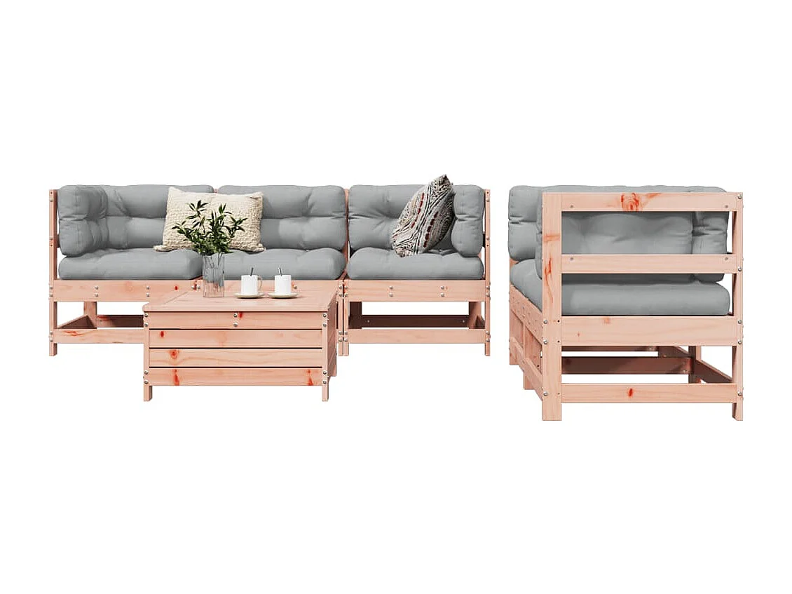 Salon de jardin 6 pièces bois massif sapin de douglas