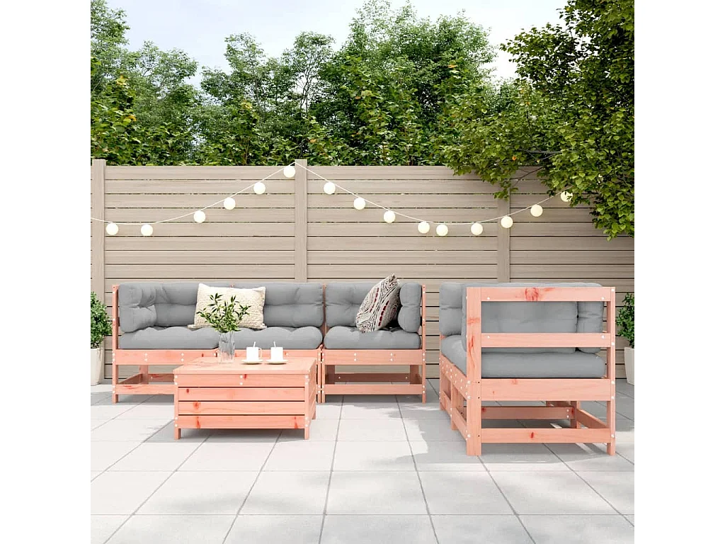 Salon de jardin 6 pièces bois massif sapin de douglas