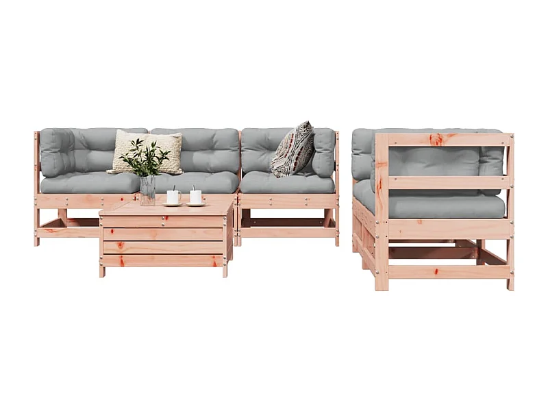 Salon de jardin 6 pièces bois massif sapin de douglas