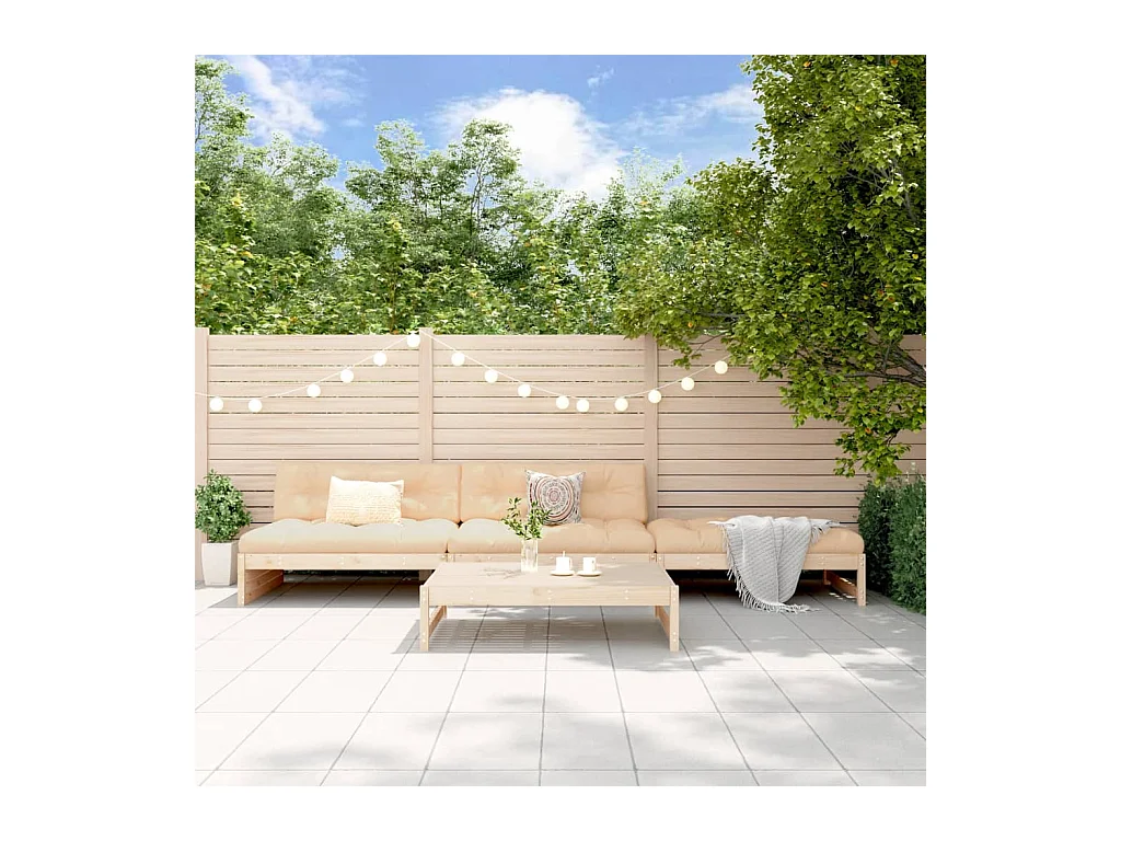 4-delige Loungeset met kussens massief hout