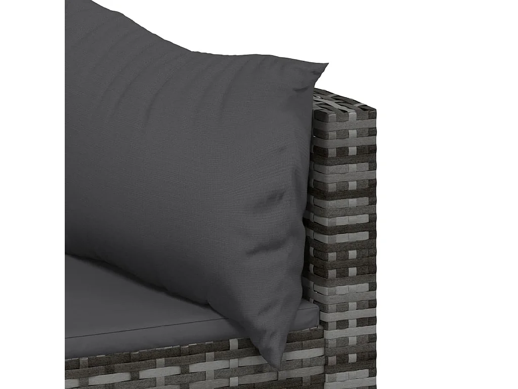 4 peças conjunto lounge de jardim c/ almofadões vime PE cinzento