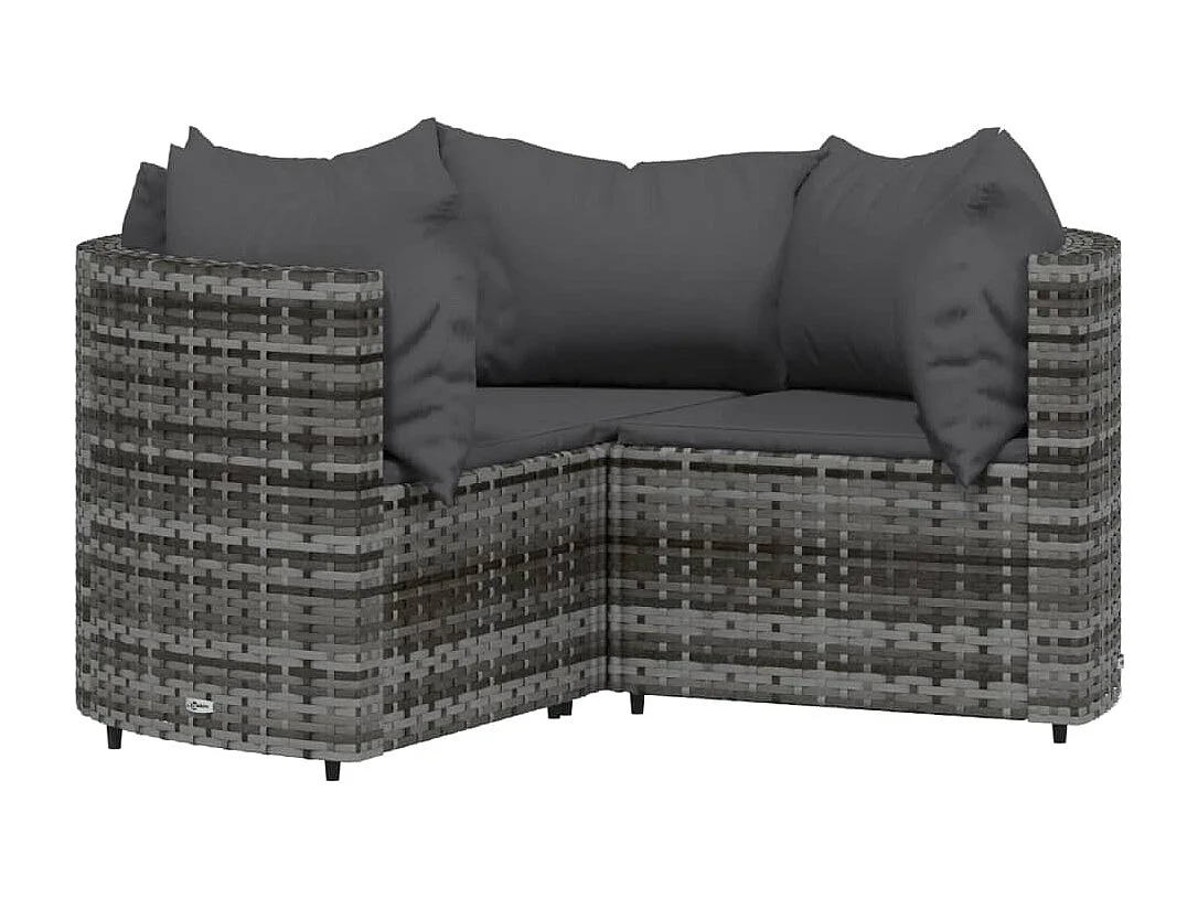 Salon de jardin 4 pièces avec coussins Gris Résine tressée