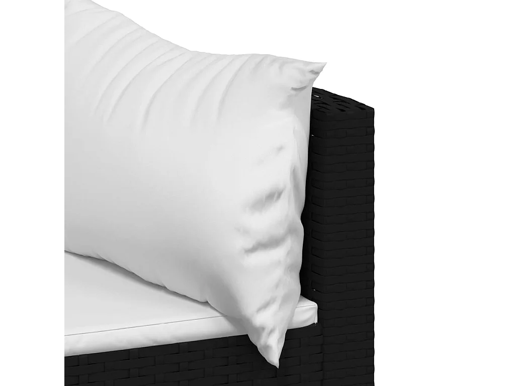 4 peças conjunto lounge de jardim c/ almofadões vime PE preto