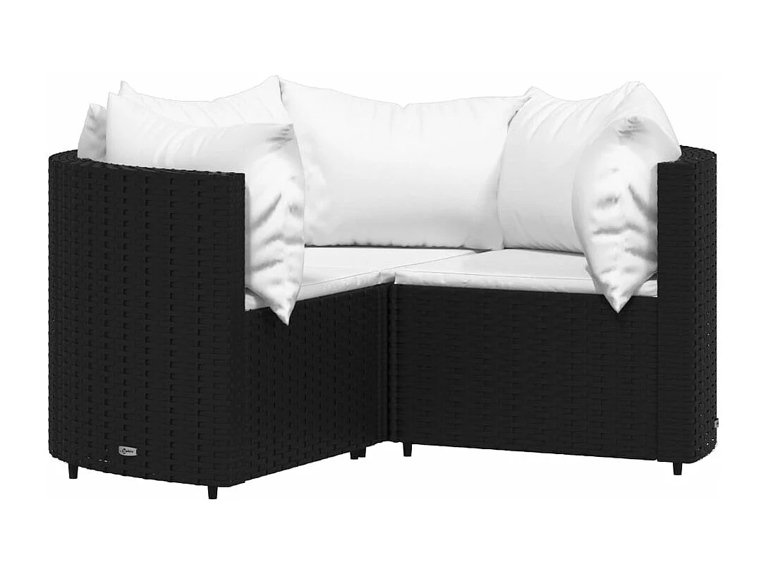 4 peças conjunto lounge de jardim c/ almofadões vime PE preto