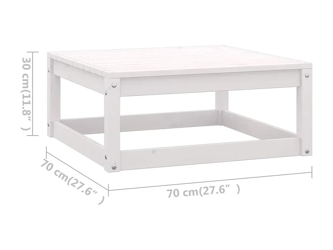 Salon de jardin 9 pièces avec coussins Blanc Bois de pin massif