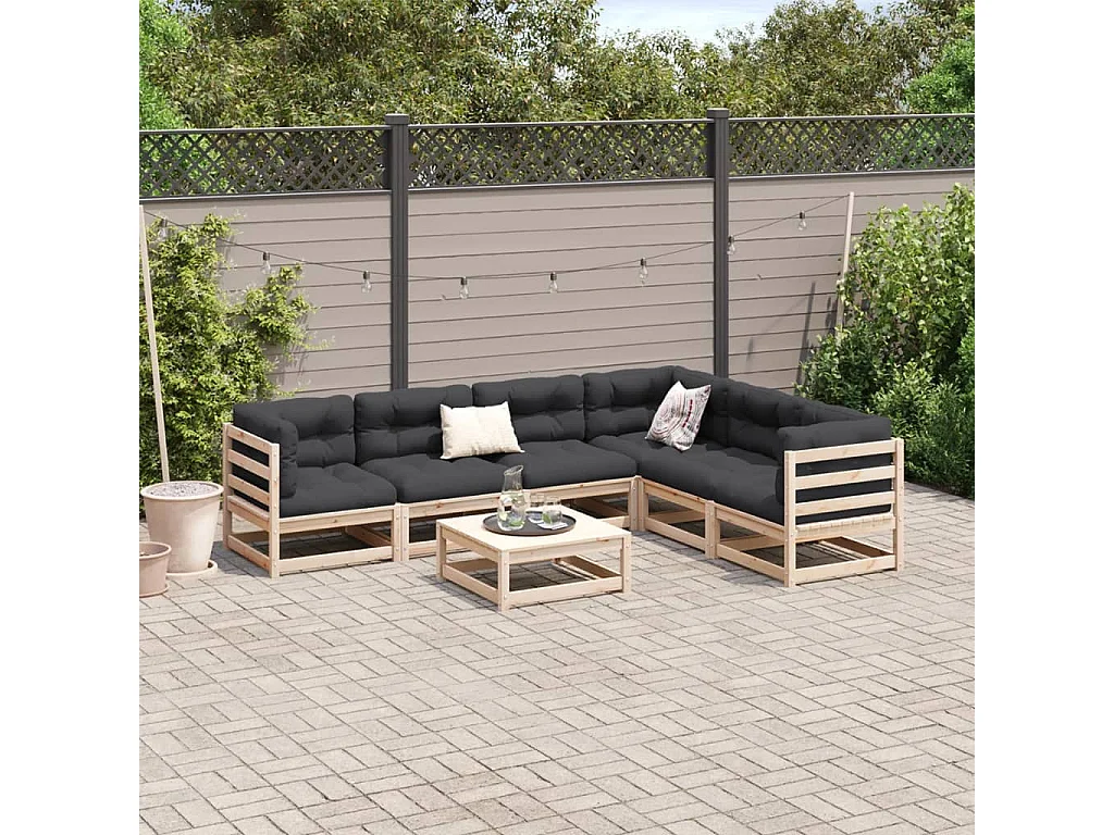 7-delige Loungeset massief grenenhout