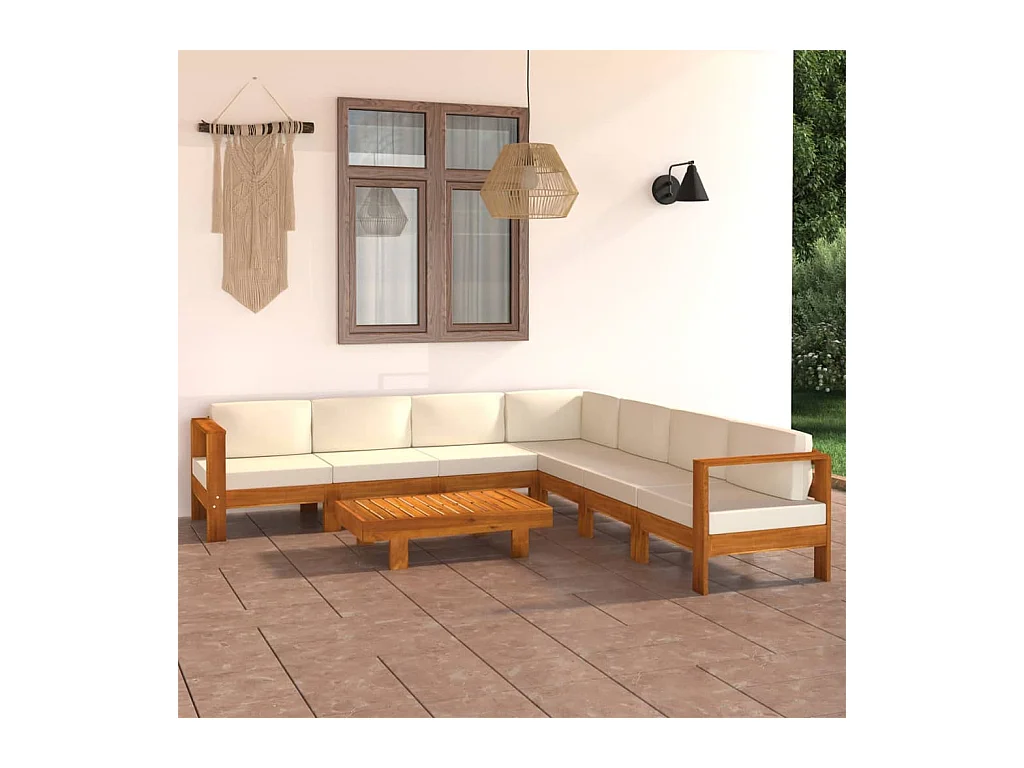 8-delige tuinloungeset met kussens 100x60 cm acaciahout