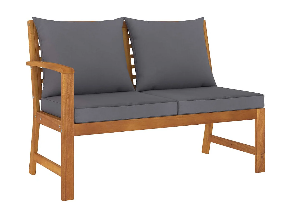 Muebles de jardín 9 piezas cojines crema madera maciza de acacia