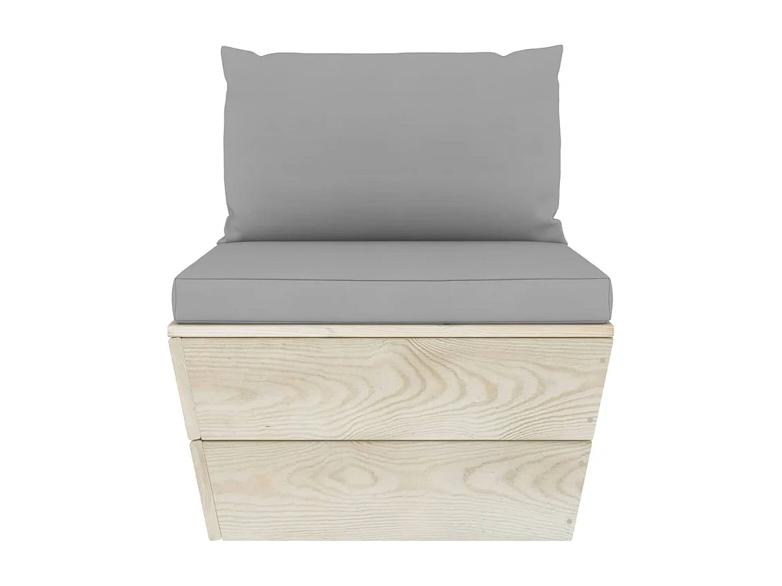 Salon de jardin palette 6 pièces avec coussins Épicéa imprégné