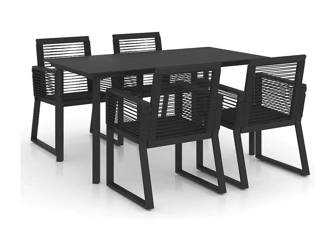 Salon de jardin 5 pièces Rotin PVC Noir