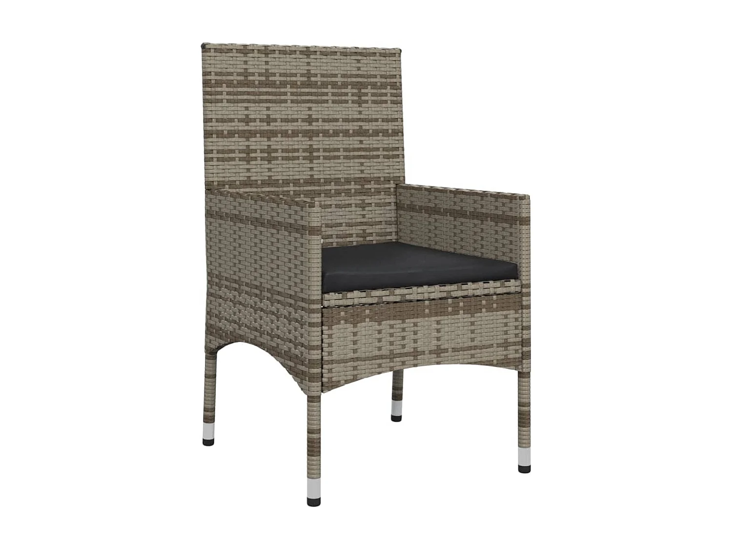 4 peças conjunto lounge de jardim c/ almofadões vime PE cinzento