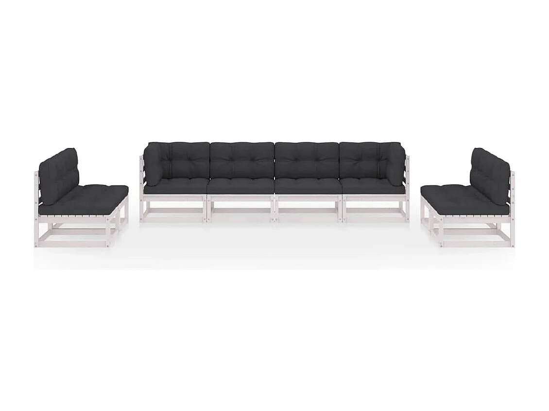 Salon de jardin 8 pièces avec coussins Bois de pin massif