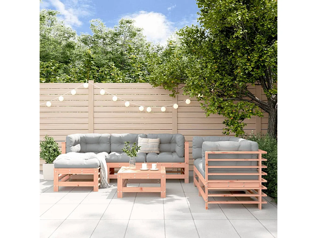 Salon de jardin 7 pièces bois massif douglas