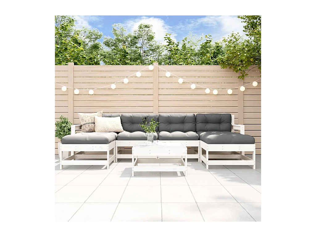 7-delige Loungeset massief grenenhout wit