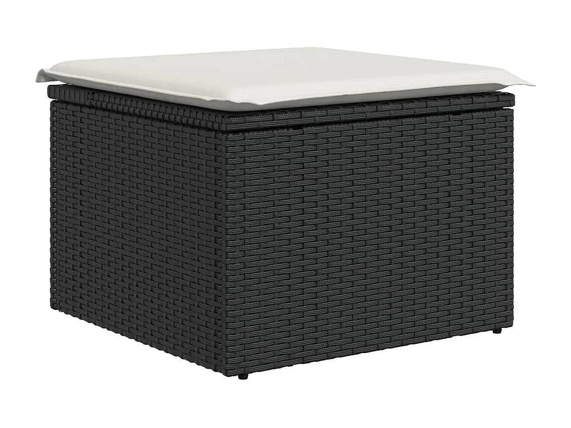 9-delige Loungeset met kussens poly rattan zwart