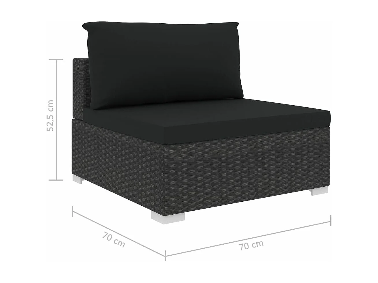 Salon de jardin 4 pièces avec coussins Résine tressée Noir