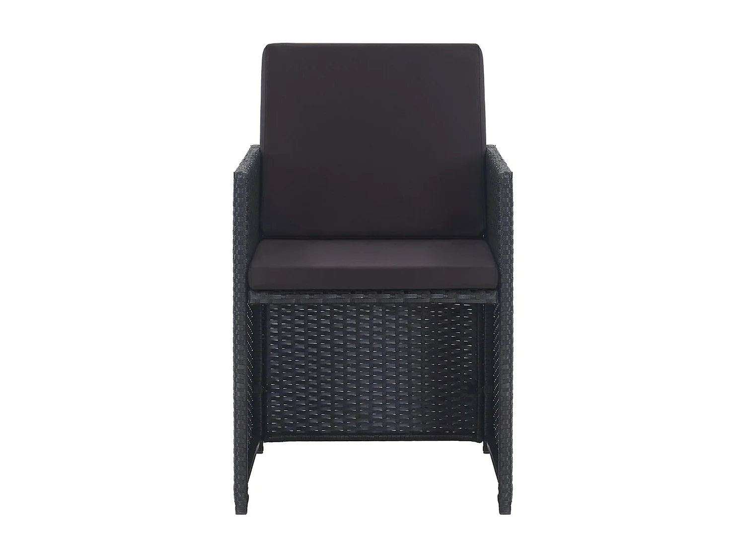 Set comedor de jardín 15 piezas y cojines ratán sintético negro