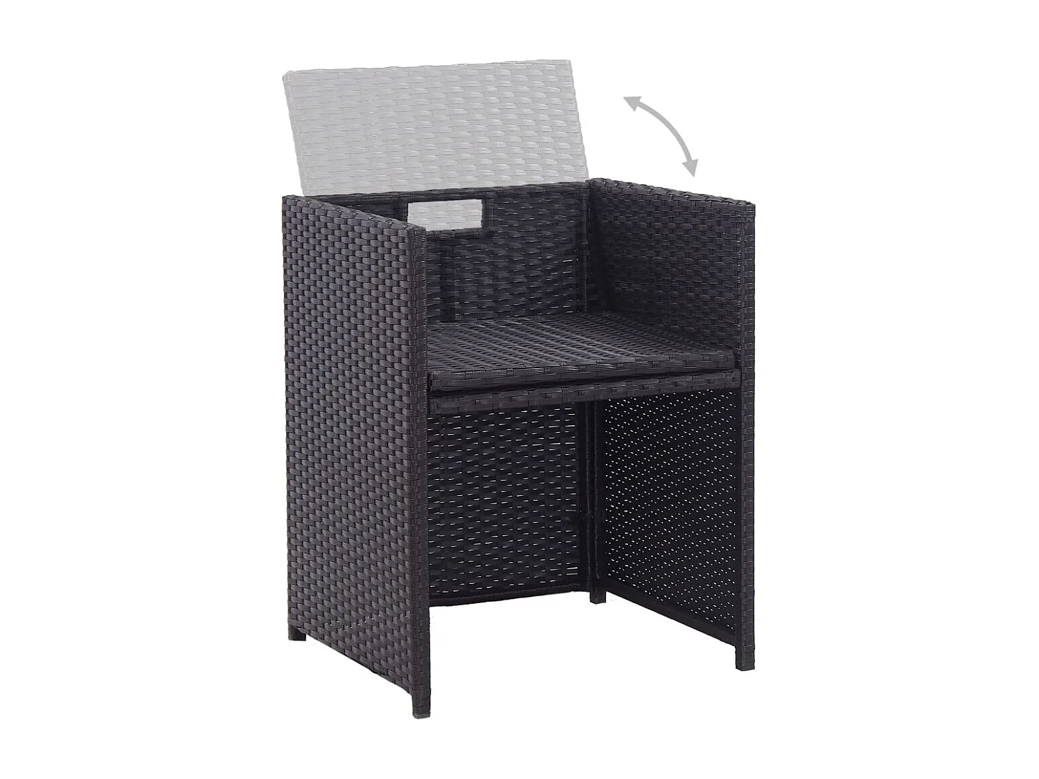 Set comedor de jardín 15 piezas y cojines ratán sintético negro