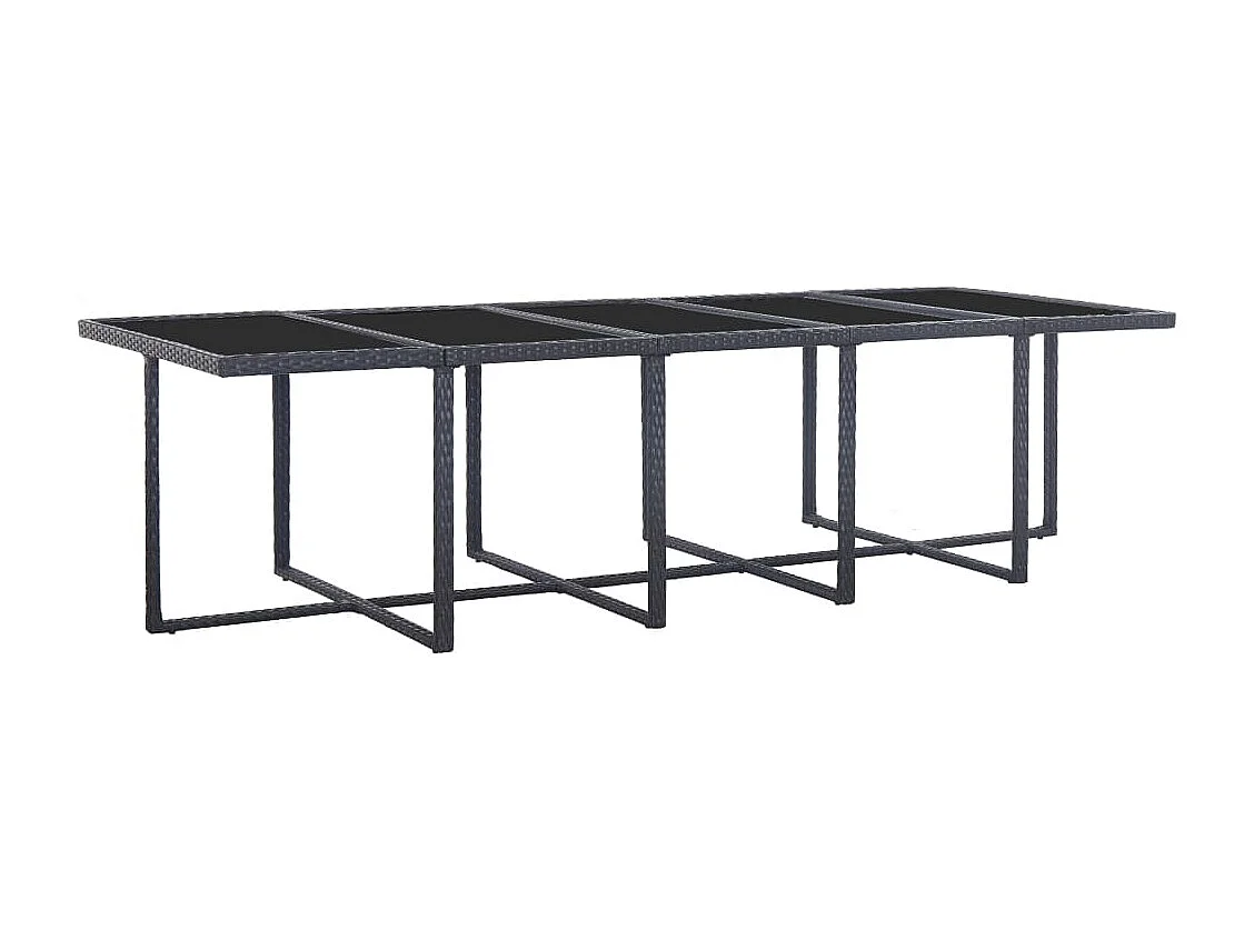 Set comedor de jardín 15 piezas y cojines ratán sintético negro