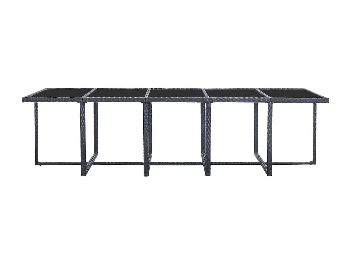 Set comedor de jardín 15 piezas y cojines ratán sintético negro