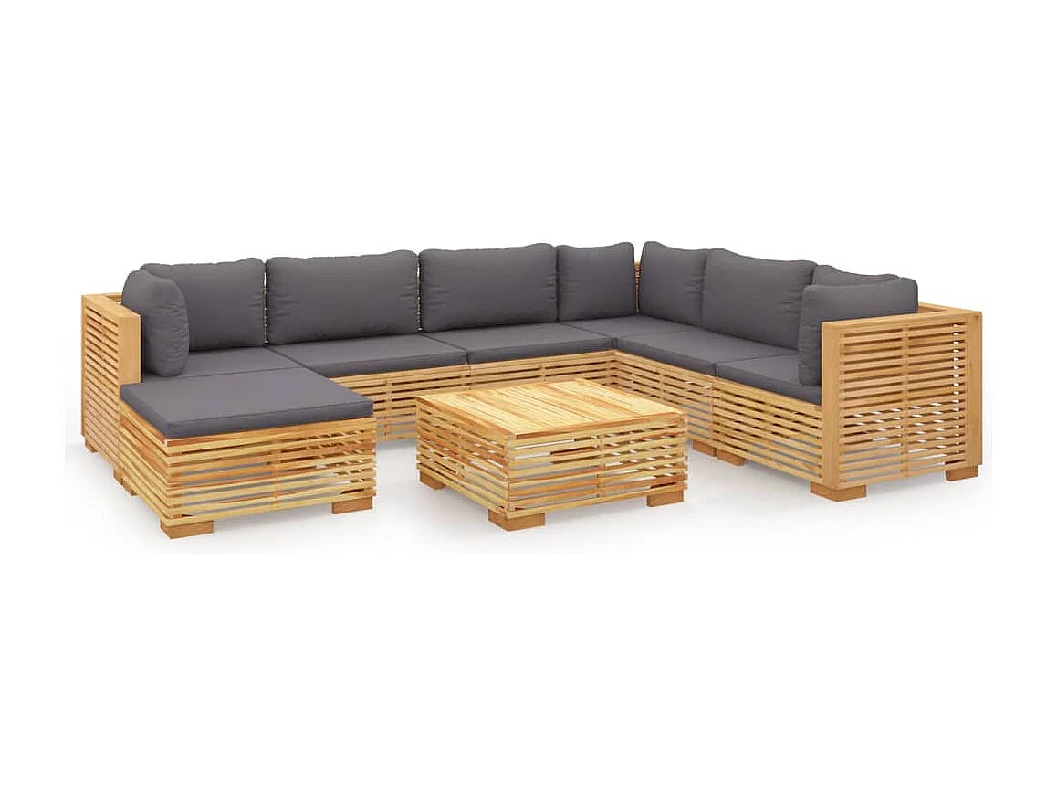 8 peças conjunto lounge jardim c/ almofadões madeira teca maciça