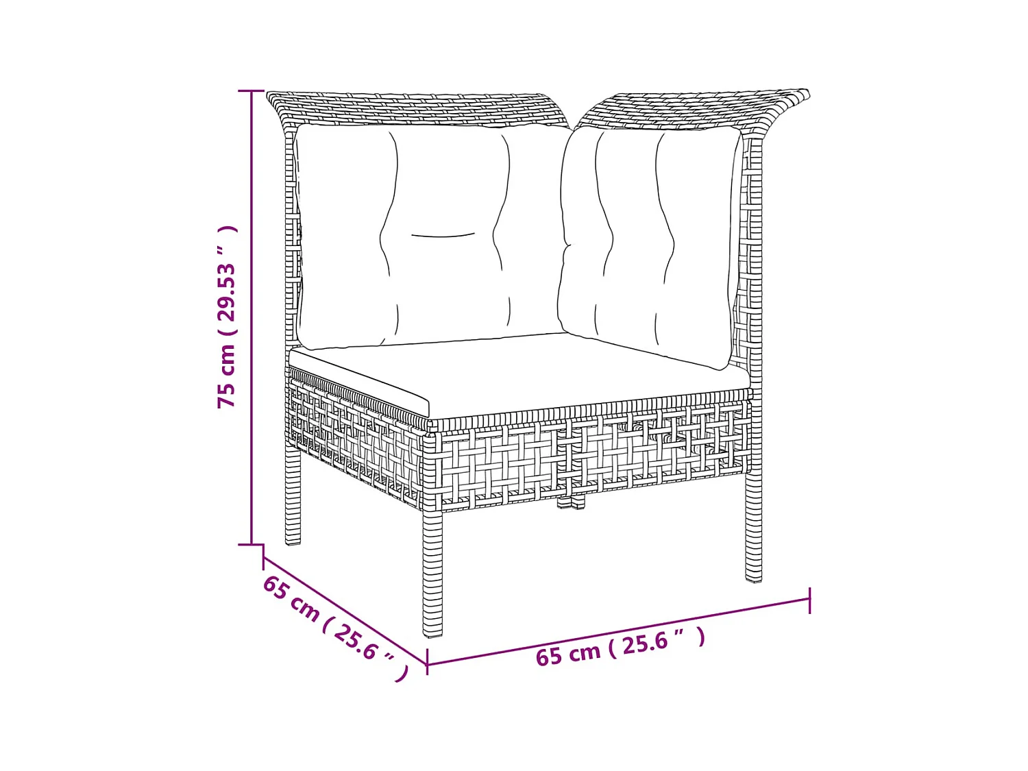 Set de muebles de jardín 7 piezas y cojines ratán sintético gris