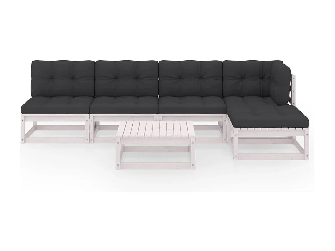 6 peças conjunto lounge de jardim com almofadões pinho maciço